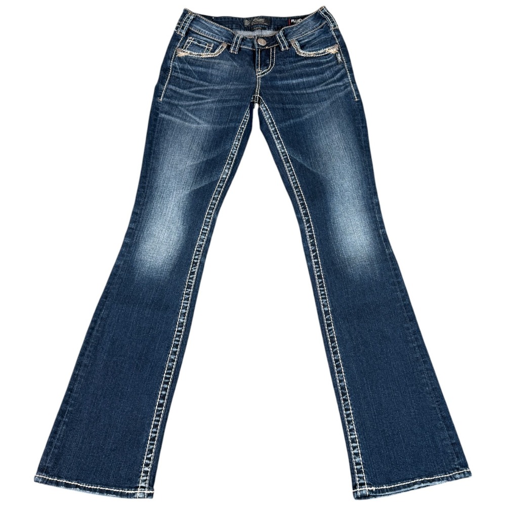 Silver Co. Aiko Mid Slim Bootcut Jeans Womens 26x33 (28x31.5) Blue‎ Distressed